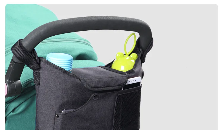 Universal Grey Baby Stroller Organizer With Hook Mommy Travel Diaper Bags Baby Carriage Pram Buggy Cart Bottle Bag Accessories