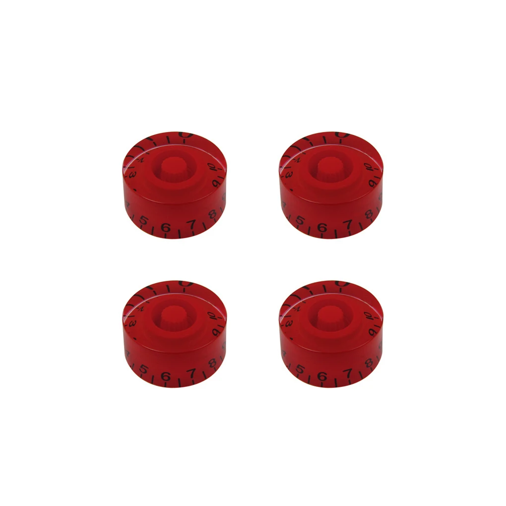 NEW 4Pcs Barrel Style Guitar Speed Control Knobs Red With Black Numbers Guitar Knobs in Guitar