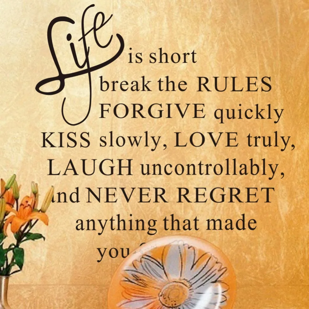 life is short English quotes wall stickers adesivo de parede removable vinyl arts wall decals bedroom decor in Wall Stickers from Home & Garden on