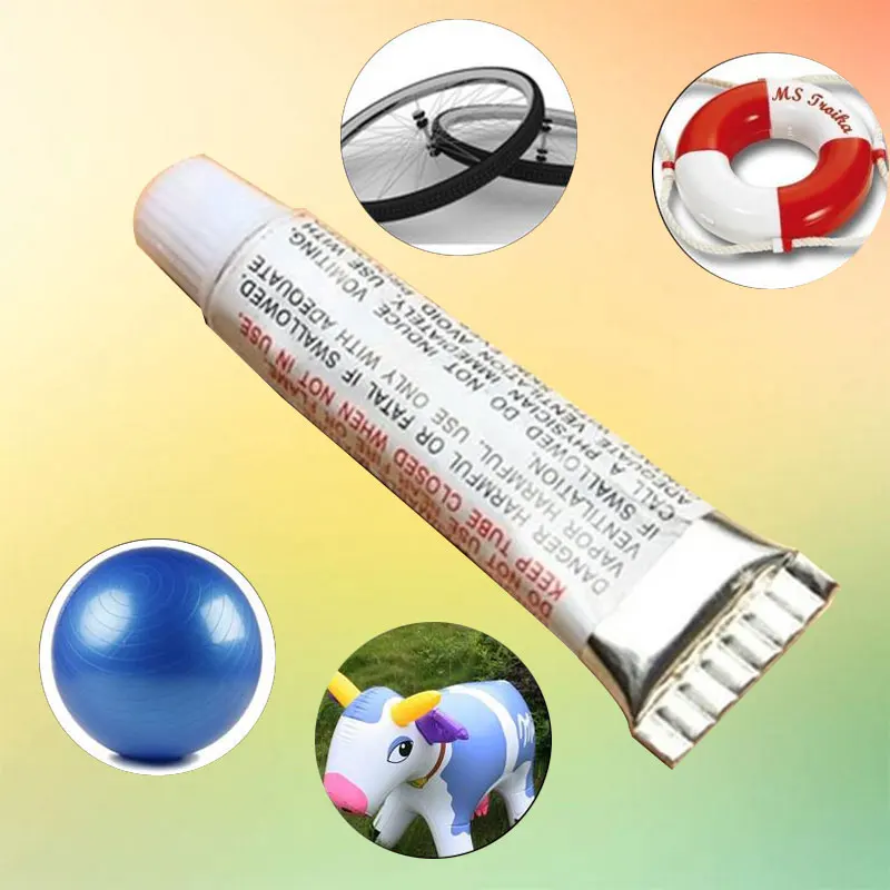 

PVC Adhesive Patching Tool Inflatable Repair Glue Tube With 2 Patch Film For Bike Boat Yoga Ball Portable