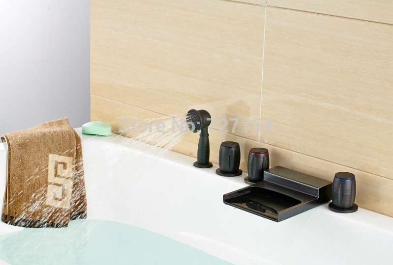 

Free Shipping! Oil Rubbed Bronze Bathroom Shower Faucet Bathtub Mixer Deck Mounted Hand Shower