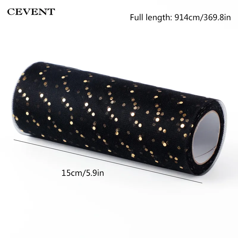 CEVENT 10YardX15cm Блестящий рулон тюля с блестками из органзы прозрачная газовая юбка