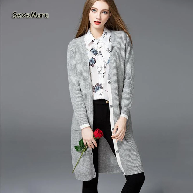 2017 New Solid Women Standard Knitted Sweaters Slim Long Sleeve V-Neck Cardigants Spring Casual Female knitwear |