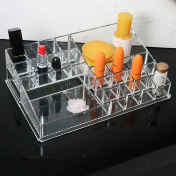 

Acrylic Clear Cosmetic Storage Box Makeup Organizer Lipstick Holder Display Stand Toiletries Storage Boxes Case Nail Polish Rack