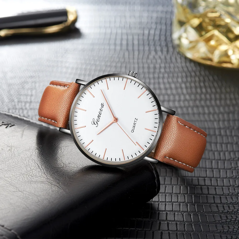 Женские Роскошные ультра-тонкие Geneva модные простые часы Женские Аналоговые кожаные кварцевые наручные часы для отдыха#501