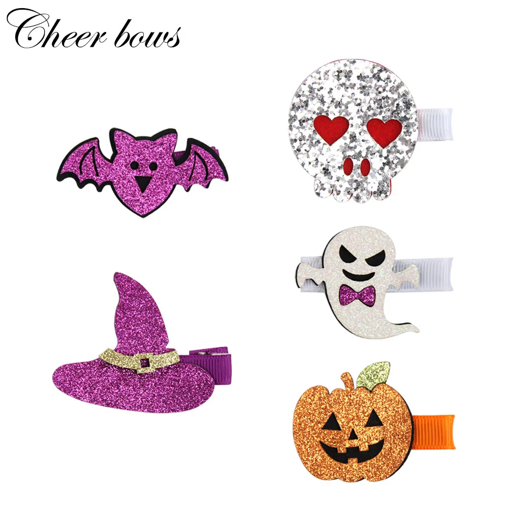 

5Pcs/lot Mini Cute Glitter Hair Clips for Women Handmade Pumpkin Cartoon Hairpins Baby Kids Barrettes Halloween Hair Accessories