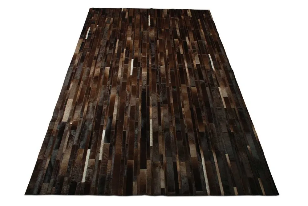 Hot Sale 100 Leather Dark Chocolate Brown Cowhide Patchwork Rug