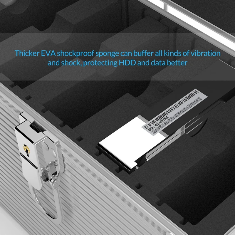  Orico aluminio 5/10 35 pulgadas Disco Duro protección caja de seguridad con almacenamiento de bloqu