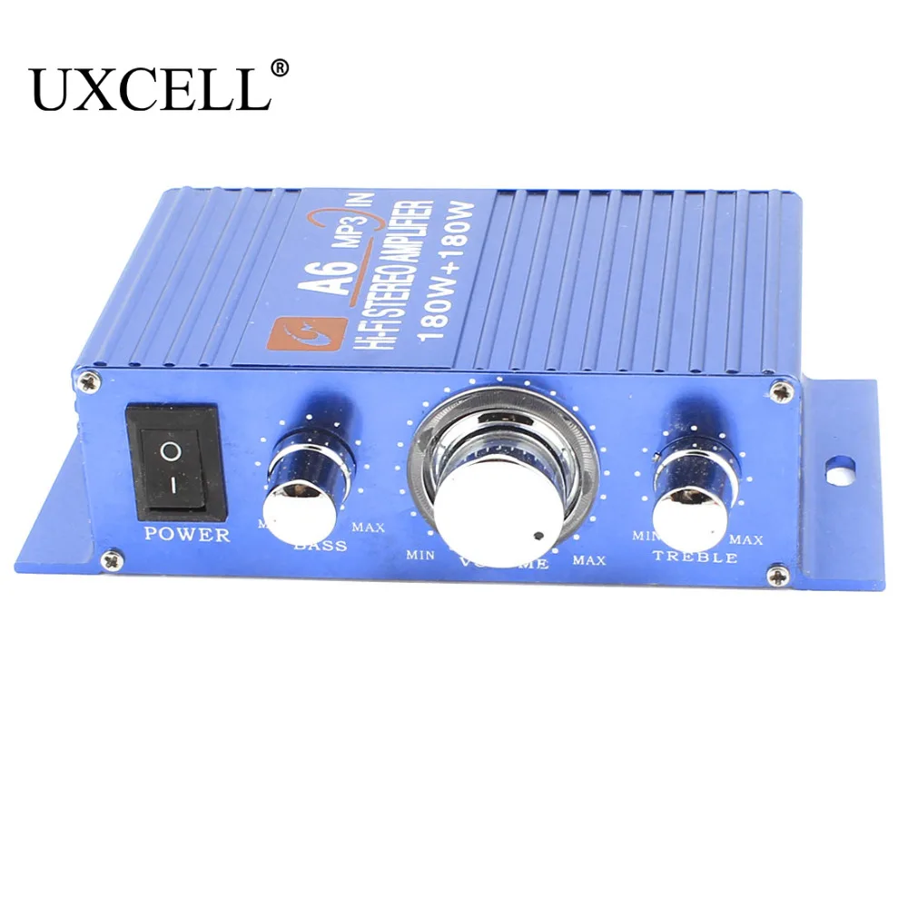 DC 12V 180W Car Blue Aluminum Mini Hifi Stereo Audio Power Amplifier UXCELL