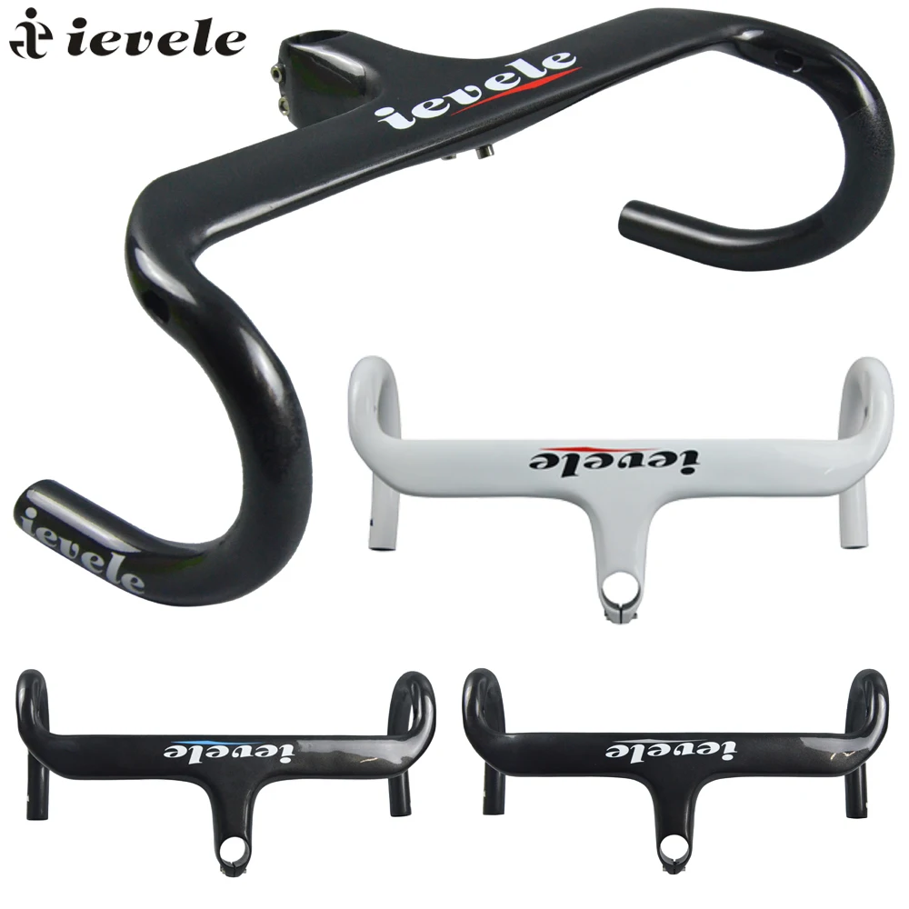 

ievele Carbon Road Handlebar Bicycle Handlebar and Stem Carbon Handlebar fork 28.6mm 290g Ultra light Integrated Handlebars