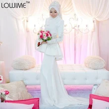 Long Sleeve Musluman Wedding Dress Gelinlik Louisvuigon Muslim Wedding Dress Hijab Vestido De Noivas Abaya Kaftan Bridal Gowns