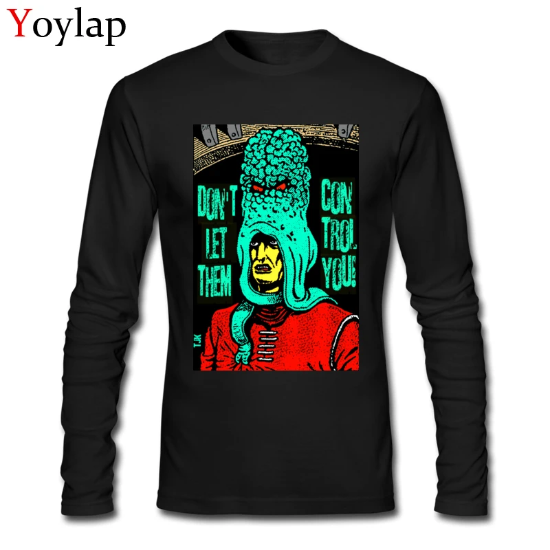 100% Cotton Men Long Sleeve Tops T Shirt Mind Games In Aqua Printed On Summer/Fall T Shirt Slim Fit Family Round Neck Tee-Shirt Mind Games In Aqua black