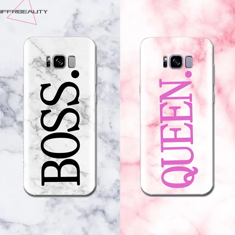 DIFFRBEAUTY Queen Boss Luxury Marble Cute Letter Case Soft Silicon Shell For SamSung S6 S7 S7edge S8 S8Plus J7 2016 A3 A5 |
