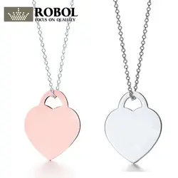 ROBOL 100% в форме сердца замок кулон, розовое золото цепочки и ожерелья стерлингового серебра модные ожерелье на шею подарки интимные