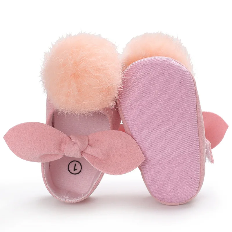 Весенне-Осенняя обувь принцессы с помпонами для маленьких девочек 0-1 лет силиконовая Нескользящая детская обувь