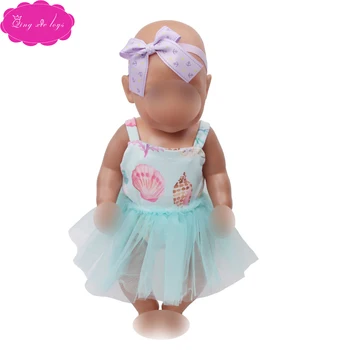 

43 cm baby dolls Clothes blue dress + hair belt elf costume accessories fit 18 inch Girl doll As gift to children zf13
