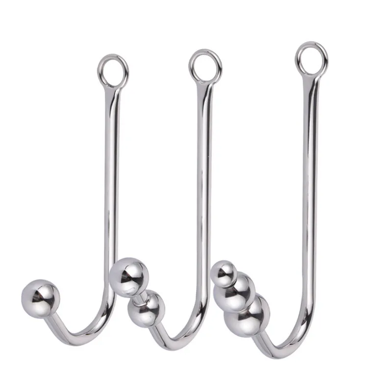 Stainless Steel Anal Hook With Metal Balls Anal Beads Cleek Rope Hook 