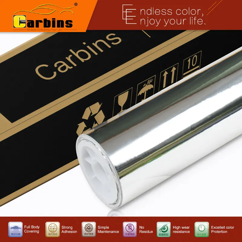 

Hi flexible chrome! Silver chrome mirror vinyl car wrap sticker with import glue and stretchable film, 160g paper with channels