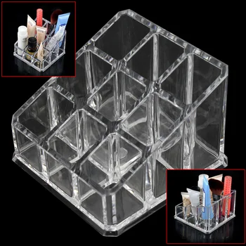 

1pc Clear Acrylic 9 Tips Makeup Organizer Holder Lipstick Liner Brush Cosmetics Case Box Display 9*9*6.5cm