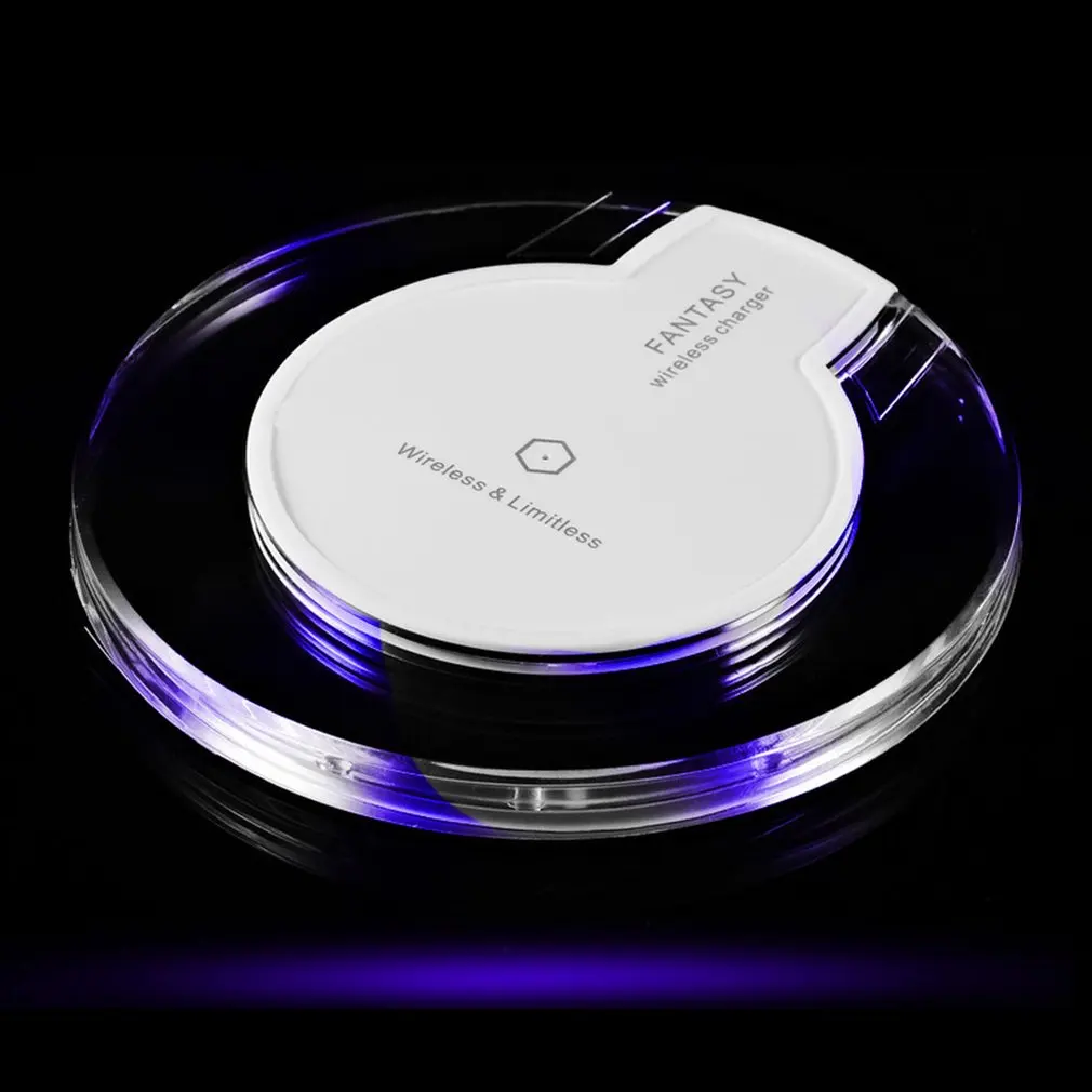 New Wireless Charging Dock Charger Crystal Round Charging Pad With Receiver For Iphone for Samsung