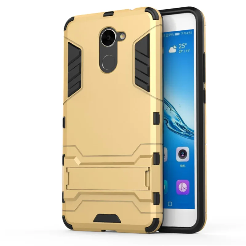 

Soft Silicon + PC Hard Armor Iron Man Case For Huawei Y7 Prime Phone Back Cover Protection Cases With Stand