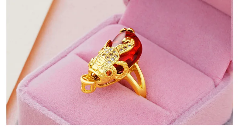 OMHXFC Европейская мода женщина девушка праздничный свадебный подарок PIXIU Циркон 18KT золото цепочки и ожерелья+ кольцо браслет комплект ювелирных изделий SS07