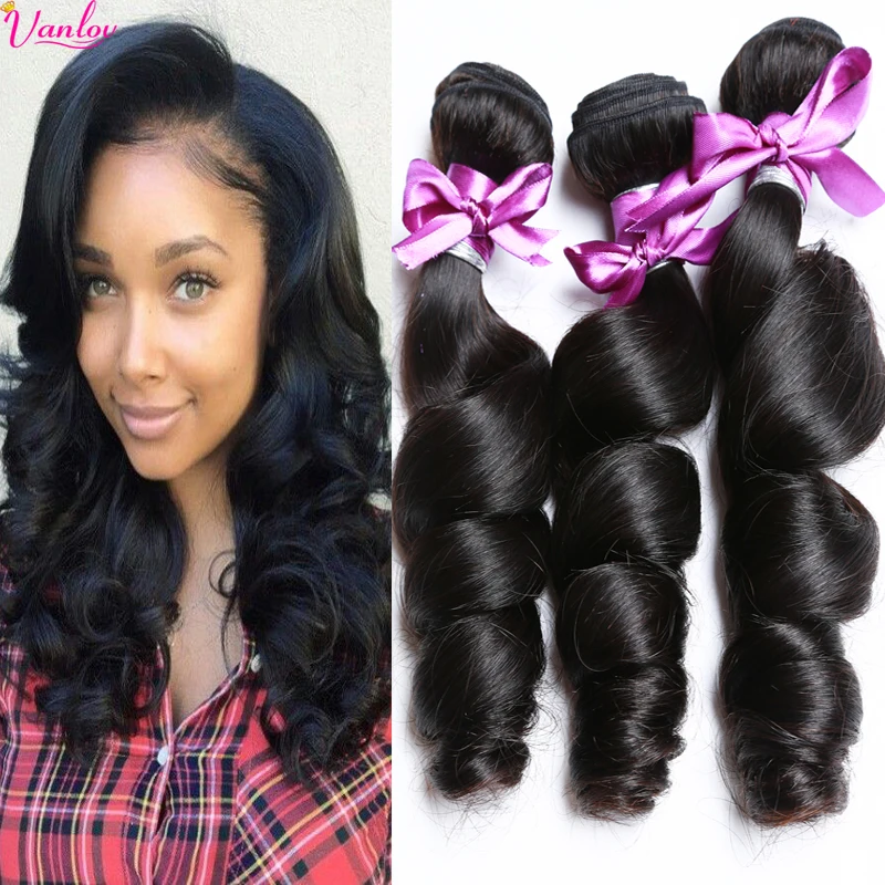 7A Brazilian Virgin Hair Loose Wave Brazilian Loose Wave Virgin Hair 3 Bundle Deal Human Hair Loose Curly Brazilian Hair Bundles