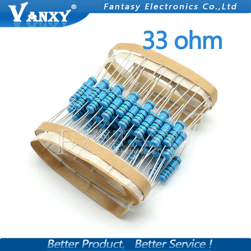 20 шт. 33 Ом 2 Вт 33р металлический пленочный резистор|metal film resistor|film resistors33 ohm |