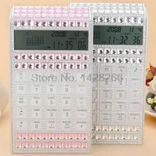 Creative fashion portable crystal with diamond 12 digit LCD electronics button battery calculator stationery office supplies