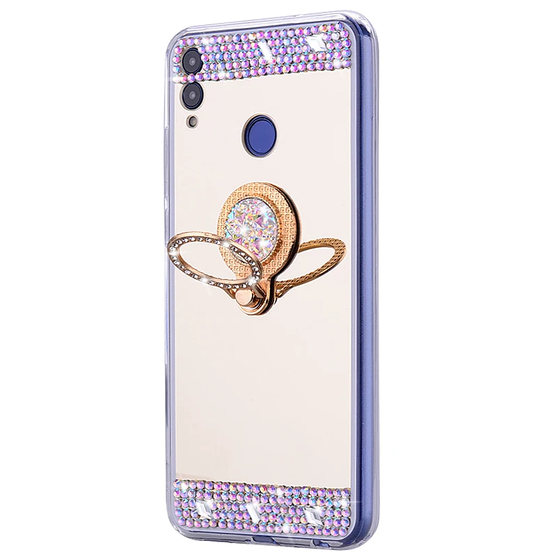 3D зеркальное блестящее кольцо чехол для телефона Huawei P Smart Z 2019 Y7 P20 Lite P30 Pro Mate 20 Honor 9X