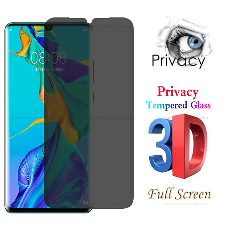 3D изогнутое антишпионское закаленное стекло для Huawei P30 Pro Защита экрана