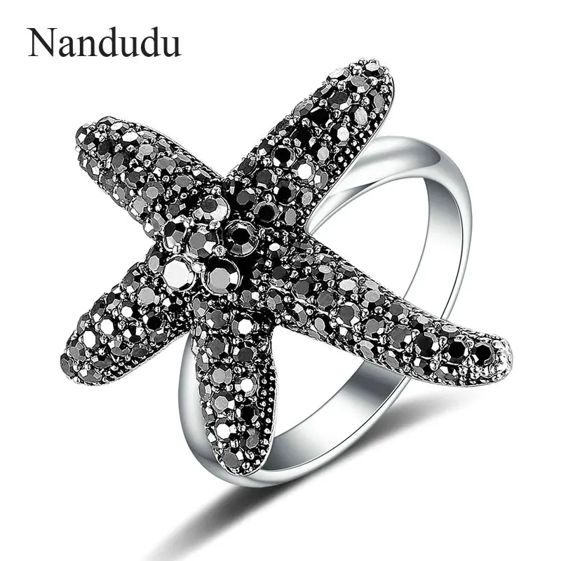 Nandudu бренд Starfish растягивающиеся Кольца Мода Горячая Распродажа серебряный цвет с