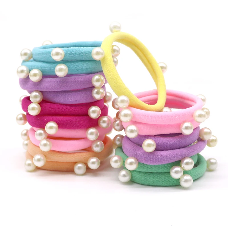 10 قطعة المرأة اللؤلؤ مرونة الشعر العصابات أغطية الرأس الفتيات ذيل حصان حامل غطاء الرأس الأربطة المطاطية الشعر خواتم Braider التصميم التبعي