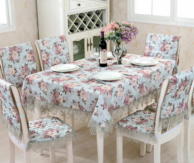 

65 - 220cm x 65 - 230cm Table Cloth Square Rectangle Round Tablecloth TV Cover Lace Chair Decorative Set Blue 17 Sizes