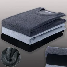 Кальсоны Толстые мужские термобелье наборы зима толстый теплый флис хлопок О образным вырезом термо нижнее белье мужской костюм топ брюки