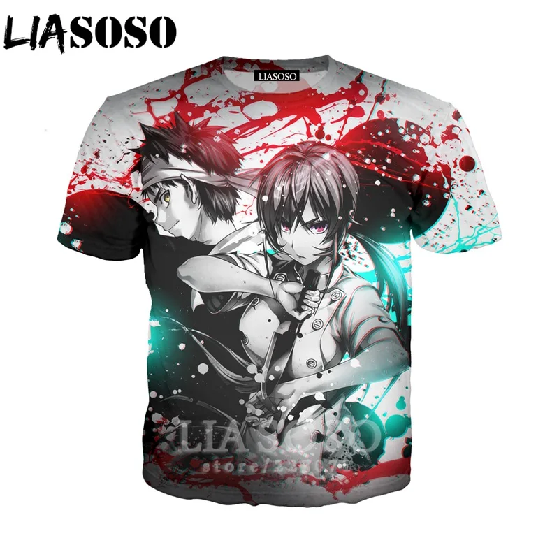 

LIASOSO New Fashion Men Women Short Sleeve Sweatshirt 3D Print Anime Shokugeki no Soma T-Shirt Unisex Casual Cute Pullover A134