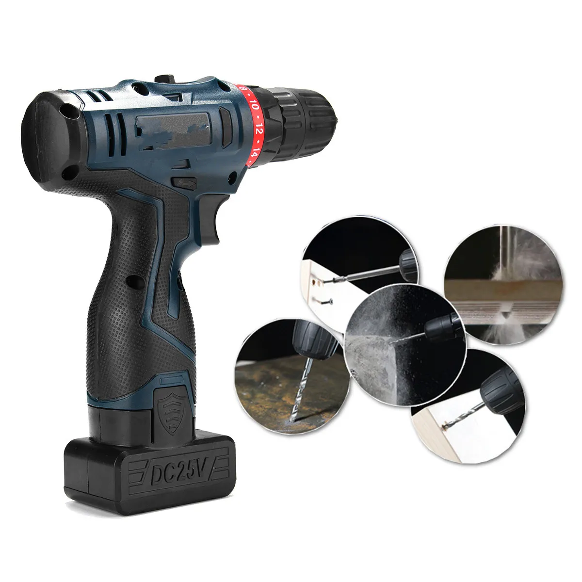 

1350RPM Dual Speed Waterproof Cordless Electric Hammer Drill Driver Tool Kit Box Eletric Hand Driver With Suitcase Plastic Box
