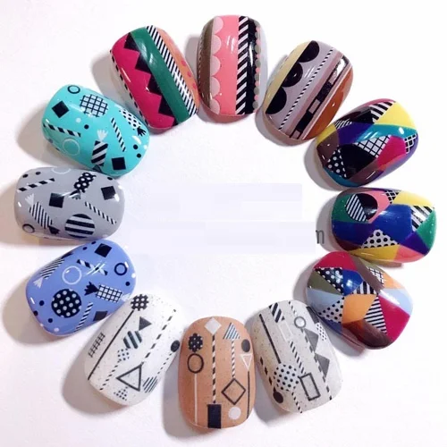 

Newest 3d nail art sticker HANYI Square Round Geometric triangle Template Decals Tool DIY Nail Decoration Tools