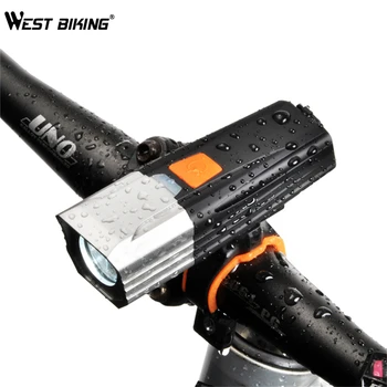 

WEST BIKING Bicycle Front Light Waterproof Cycling Lamp USB Charging Screen LED Handlebar Flashlight High Bright Bike Headlight