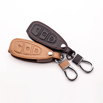 

High quality leather key cover for the Ford Focus 2 MK2 Focus 3 Fox MK4 MK4 Ecosport Kuga Mondeo Carnival 3 button Car wallet