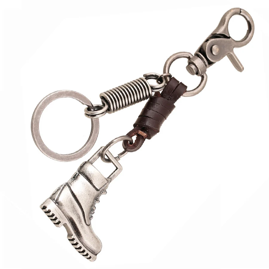 Personalized Punk Boots Leather Keychain Creative Alloy Key Chain Ring