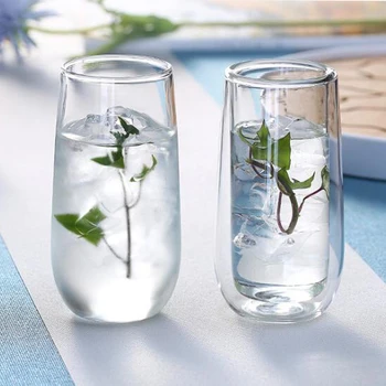 

Handmade Heat Resistant Double Layer Glass Coffee Tea Drink Cups Insulated Clear Glass Cup Whiskey Drinkware