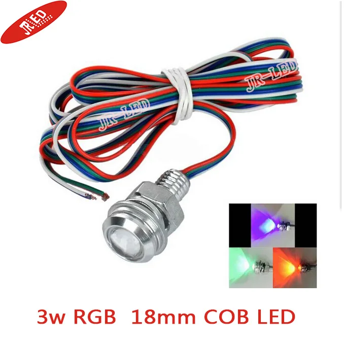 

Freeshipping 2pcs High brightness Wired 3W E-01 18mm/23mm COB LED Eagle Eyes Car Bulb RGB Light 70lm - Silver + Red