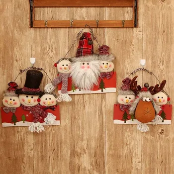 

Christmas Decoration for Home Flannel Santa Snowman Door Hanging Pendant Telephone Wire Merry Christmas Welcome House Ornament