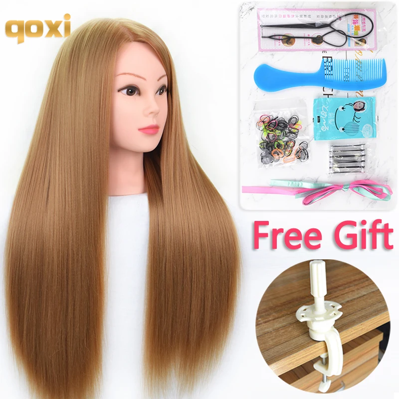 

Qoxi Professional training head with long thick hairs practice madeup Hairdressing mannequin dolls Styling maniqui tete for sale