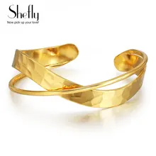 2019 Women's Gold Color Adjustable Cuff Bangles X Cross Metal Irregular Luxury Jewelry Wedding Party Gifts Joyas de mujer
