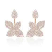 Jankely Новое поступление цвет шампанского золотой тонкий Цирконий серьги в форме цветка для женщин