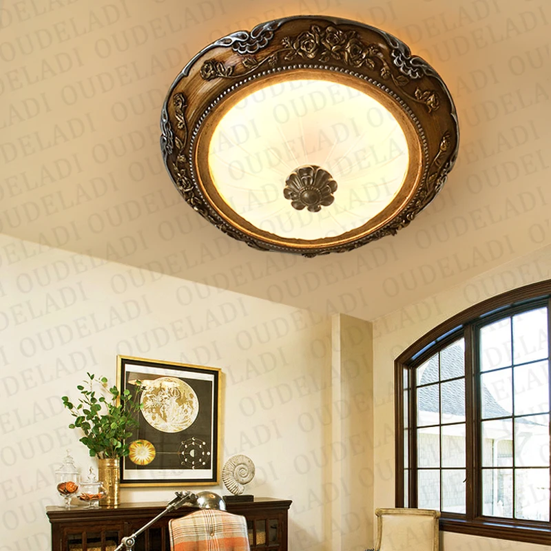  European style Round Glass Ceiling Lights warm romantic simple LED bedroom light crystal ceiling la - 32950455503