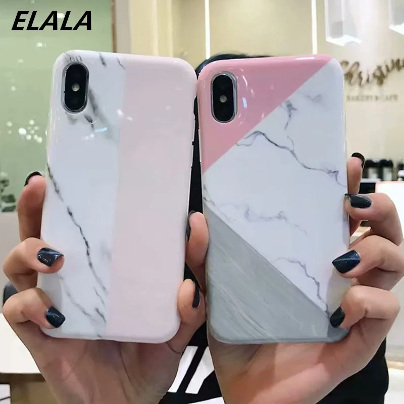 Мраморный чехол для iPhone X XR мягкий силиконовый из ТПУ смешанных цветов