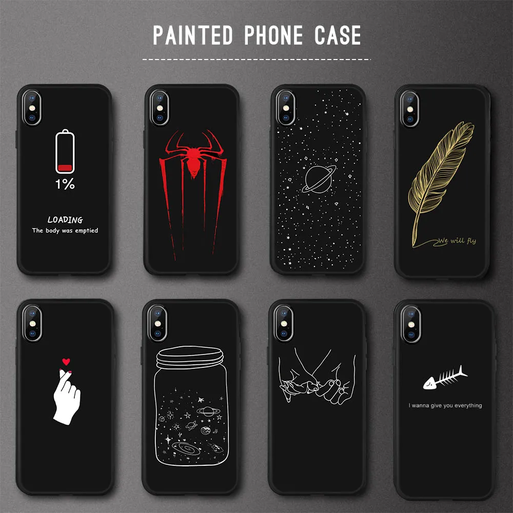 Love Heart TPU Pattern Case For iPhone 8 7 Plus X XR XS Max 6 6S 5 S SE 5S Back Conque Silicone Cover Space Printing Matte Cases |